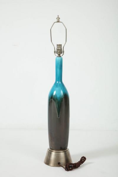 Italian Gunmetal Turquoise Ceramic Lamps