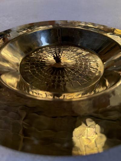 Italian Hammered Brass Centerpiece Bowl 1970s