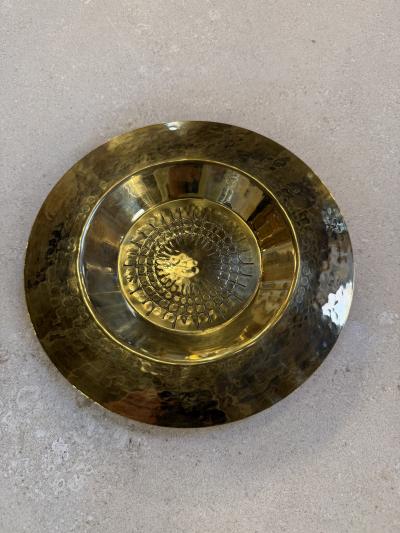 Italian Hammered Brass Centerpiece Bowl 1970s