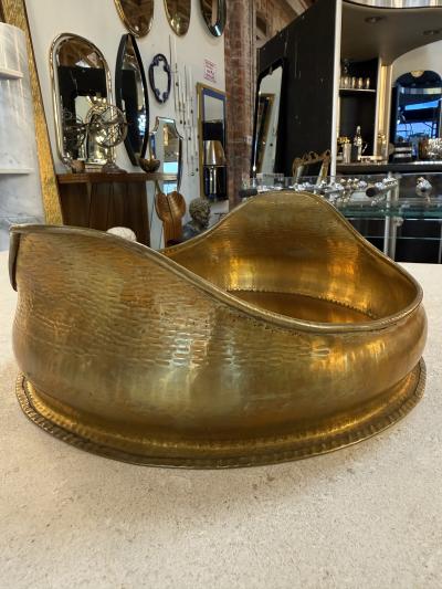 Italian Hammered Brass Organic Mirror Tray 1970s