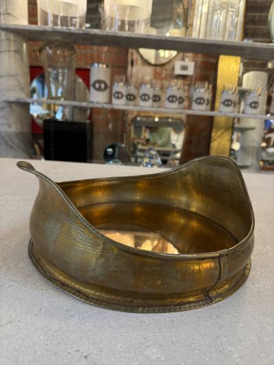 Italian Hammered Brass Organic Mirror Tray 1970s