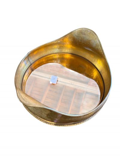 Italian Hammered Brass Organic Mirror Tray 1970s