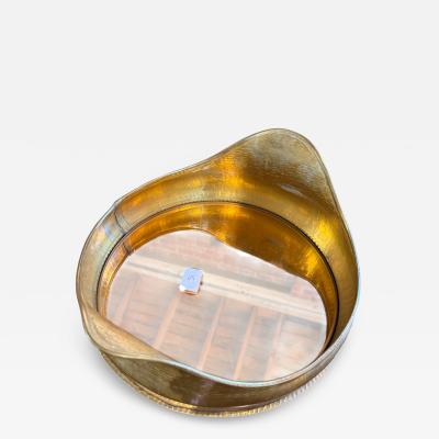Italian Hammered Brass Organic Mirror Tray 1970s