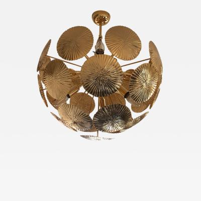 Italian Hammered Brass Sputnik Semi Sphere Chandelier