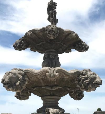 Italian Hand Carved Stone Tiered Water Fountain