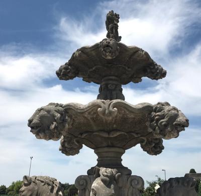 Italian Hand Carved Stone Tiered Water Fountain