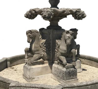 Italian Hand Carved Stone Tiered Water Fountain