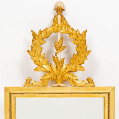 Italian Hand Painted Giltwood Frame Louis XVI Style Wall Mirror