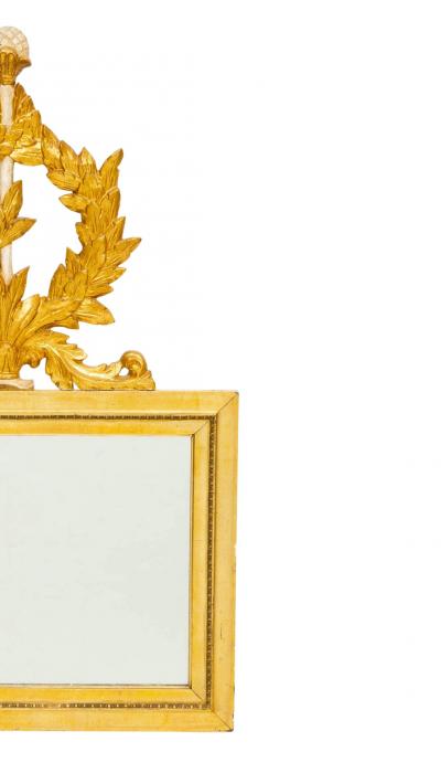 Italian Hand Painted Giltwood Frame Louis XVI Style Wall Mirror