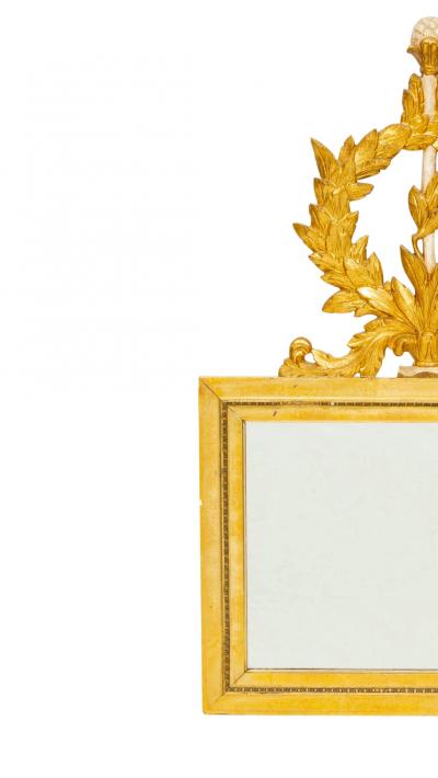 Italian Hand Painted Giltwood Frame Louis XVI Style Wall Mirror