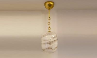 Italian Handblown Faux Alabaster Glass Pendant