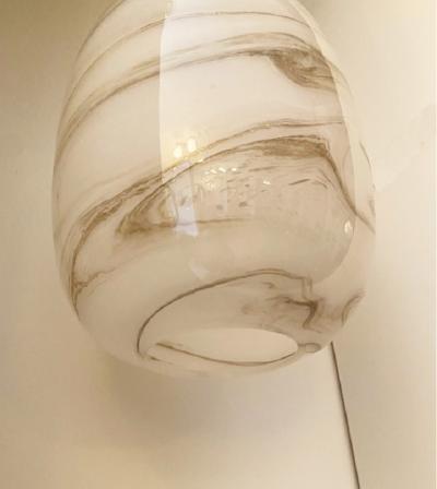 Italian Handblown Faux Alabaster Glass Pendant