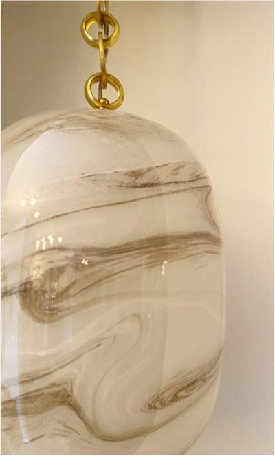 Italian Handblown Faux Alabaster Glass Pendant