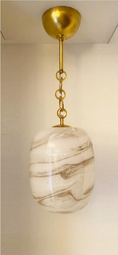 Italian Handblown Faux Alabaster Glass Pendant