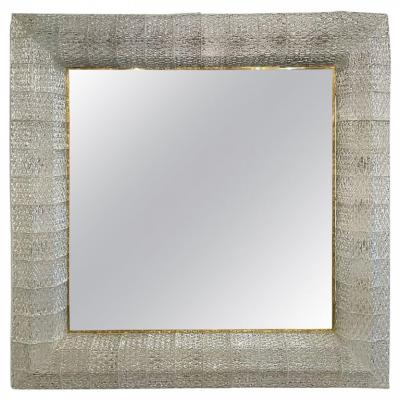 Italian Handblown Glass and Bronze Illuminated Mirror Barovier and Toso