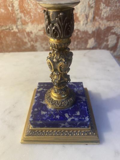 Italian Handcrafted Chalice in Blown Murano Glass and Lapis Lazuli 1970s