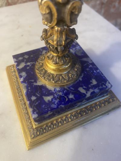 Italian Handcrafted Chalice in Blown Murano Glass and Lapis Lazuli 1970s