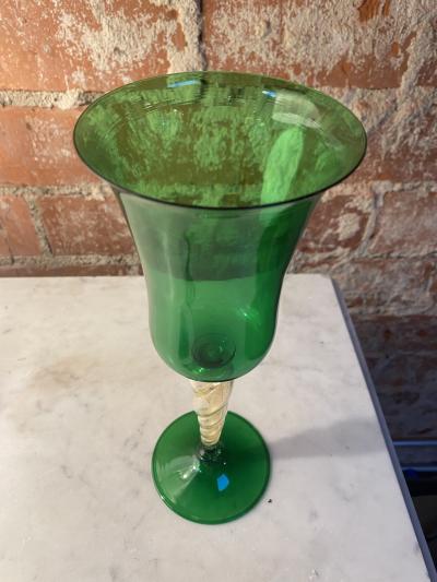 Italian Handcrafted Green Murano Chalice 1970