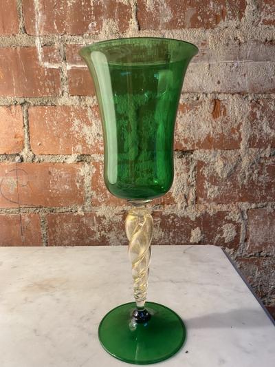 Italian Handcrafted Green Murano Chalice 1970