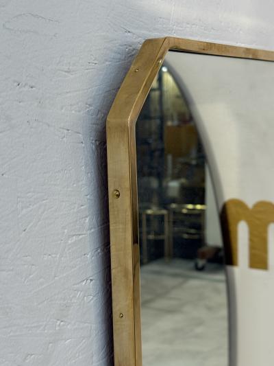 Italian Hexagonal Brass Framed Wall Mirror 1950s