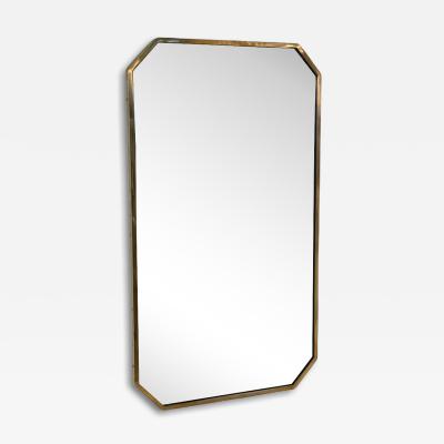 Italian Hexagonal Brass Framed Wall Mirror 1950s