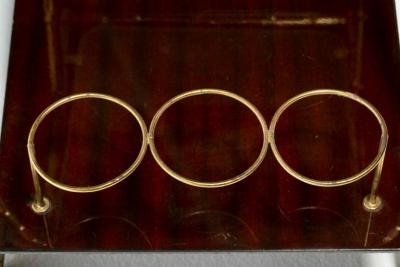 Italian Hollywood Regency Brass Faux Bamboo Wood Bar Cart circa 1960s