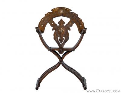 Italian Inlaid Folding Savonarola Chair