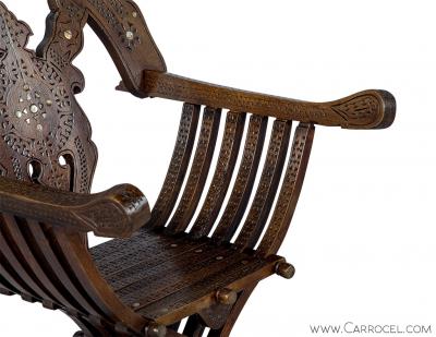 Italian Inlaid Folding Savonarola Chair