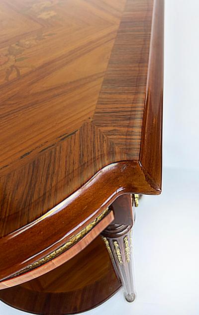 Italian Inlaid Side Tables with Bronze Mounts by Marconi Arte Pair