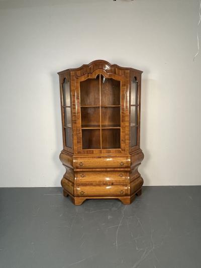 Italian Inlaid Venetian Burlwood Baroque Cabinet Bookcase Vitrine or Cupboard