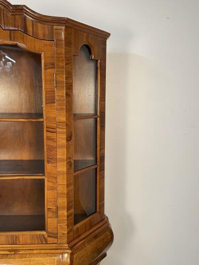 Italian Inlaid Venetian Burlwood Baroque Cabinet Bookcase Vitrine or Cupboard