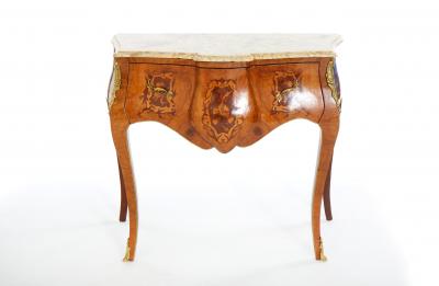 Italian Kingwood Marble Top Bombe Commode