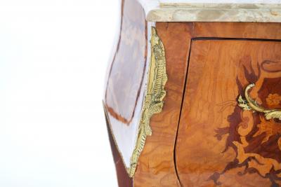 Italian Kingwood Marble Top Bombe Commode