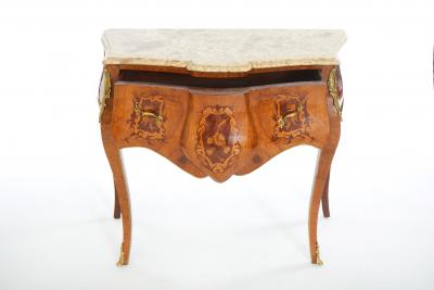 Italian Kingwood Marble Top Bombe Commode