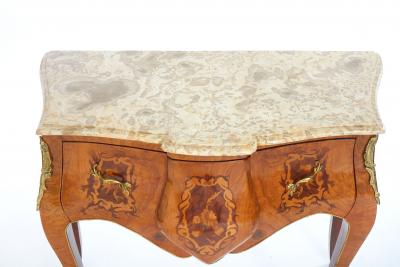 Italian Kingwood Marble Top Bombe Commode