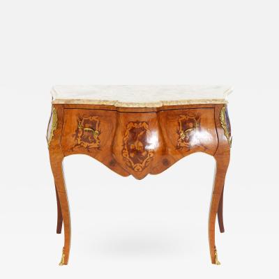 Italian Kingwood Marble Top Bombe Commode