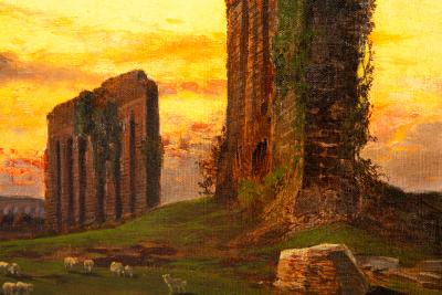 Italian Landscape Painting View of Roman Campagna Ruins by Hermann Corrodi