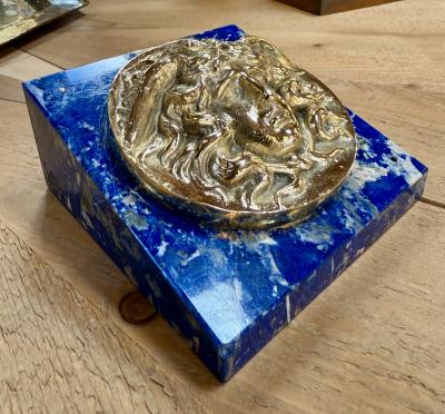 Italian Lapis Lazuli and Gilt Bronze Medusa Plaque Gioielleria Tarascio Rome