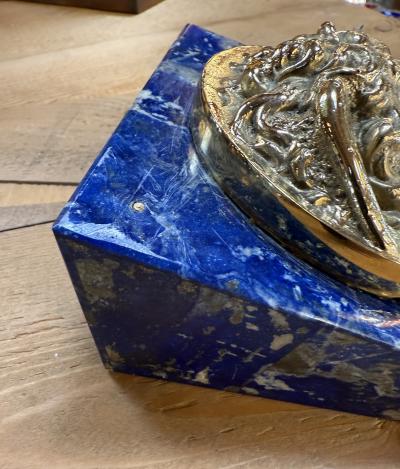 Italian Lapis Lazuli and Gilt Bronze Medusa Plaque Gioielleria Tarascio Rome
