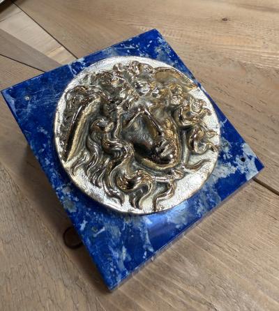 Italian Lapis Lazuli and Gilt Bronze Medusa Plaque Gioielleria Tarascio Rome