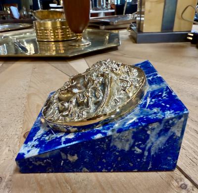 Italian Lapis Lazuli and Gilt Bronze Medusa Plaque Gioielleria Tarascio Rome