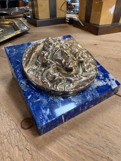 Italian Lapis Lazuli and Gilt Bronze Medusa Plaque Gioielleria Tarascio Rome