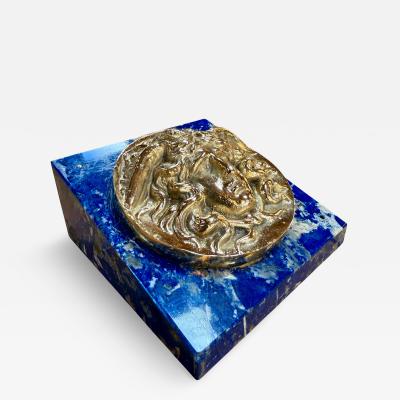 Italian Lapis Lazuli and Gilt Bronze Medusa Plaque Gioielleria Tarascio Rome