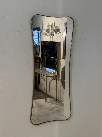 Italian Large Brass Framed Wall Mirror 1950s