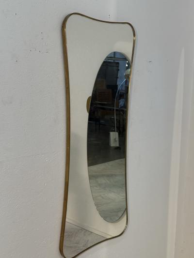 Italian Large Brass Framed Wall Mirror 1950s