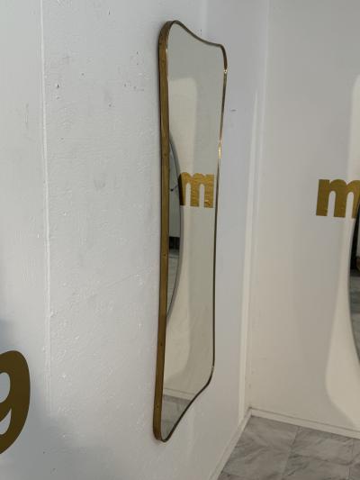 Italian Large Brass Framed Wall Mirror 1950s