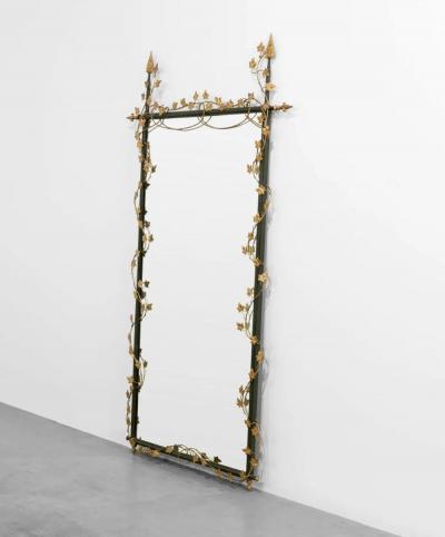 Italian Large Gilt Metal Floral Mirror
