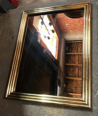 Italian Large Mid Century Mirror with Brass Surround