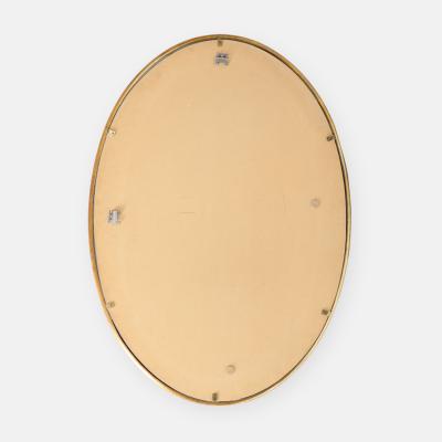 Italian Large Oval Wall Mirror with Brass Frame and Rose Gold Glass