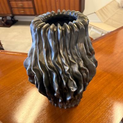 Italian Large Studio Ceramic Vessel with Silver Glaze